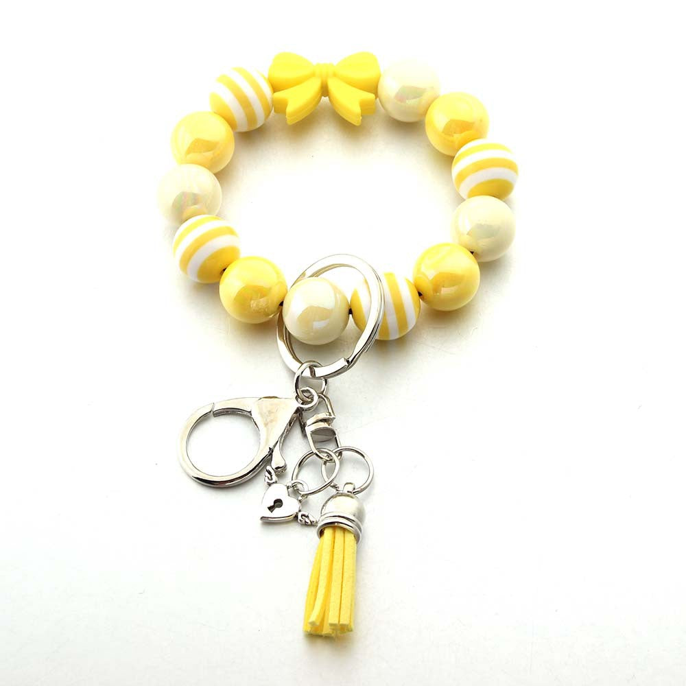 Wholesale Tassel Dragonfly Bull Head Lion Love Angel Acrylic Wrist Keychain